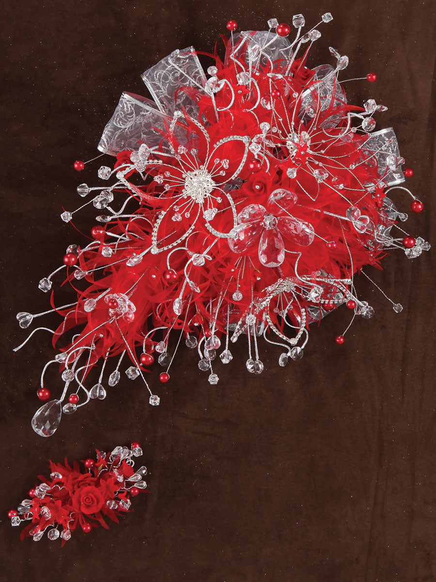 Ramos Quinceañeras Mis Xv Primaveras Mitzy Acrílico Acrílico/Satin Rojo 600087