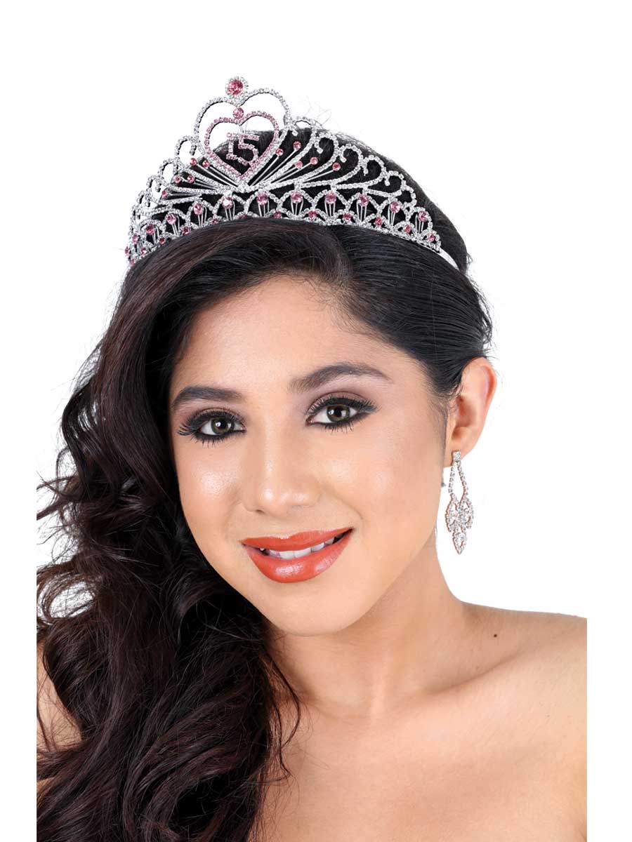 Coronas De Quinceanera Misxvprimameras C.030 Acrílico Plata/Rosa Claro 600175