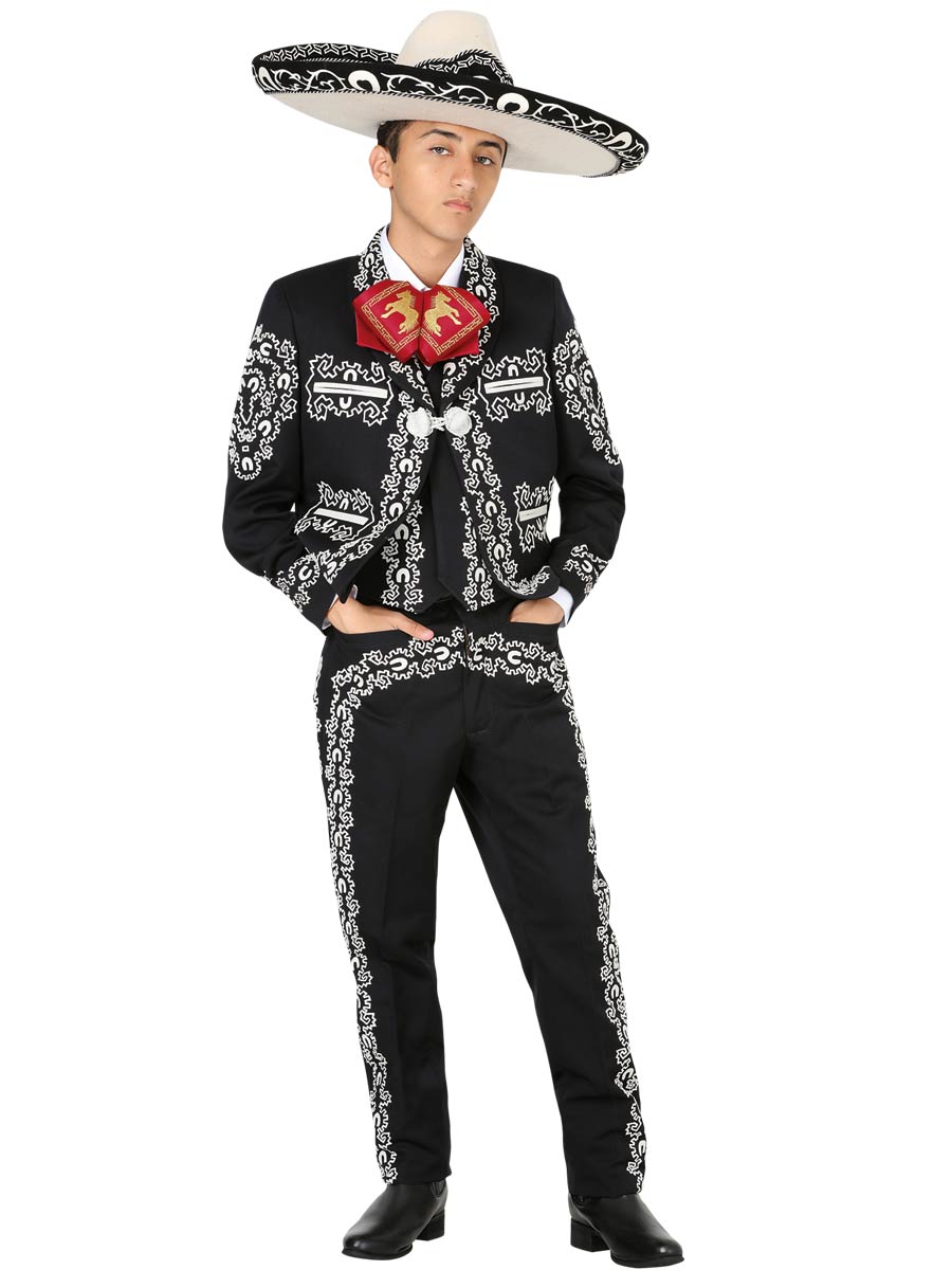 Traje Charro El General Tchc 100% Poliester Negro/Blanco 600353