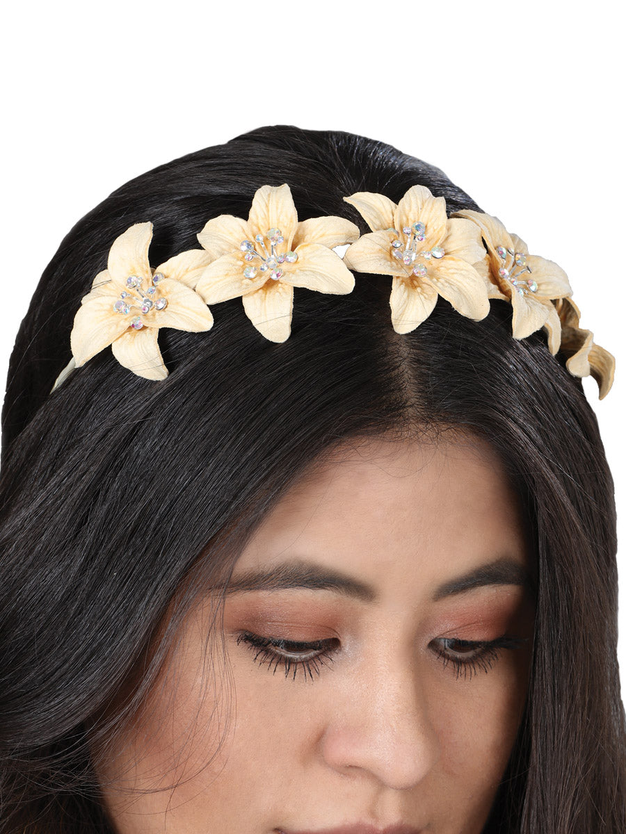 Juego De Velas Diadema Mis Xv Primaveras Ab Flores Plastico Marfil 601018