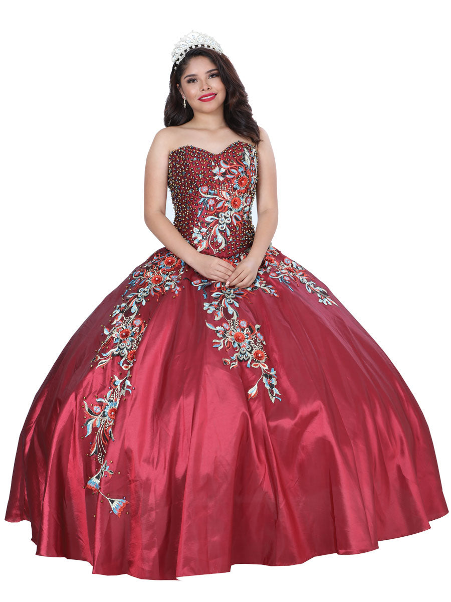 Vestido De Quinceañera Mis Xv Primaveras Ss1804 Tafeta Vino 601491