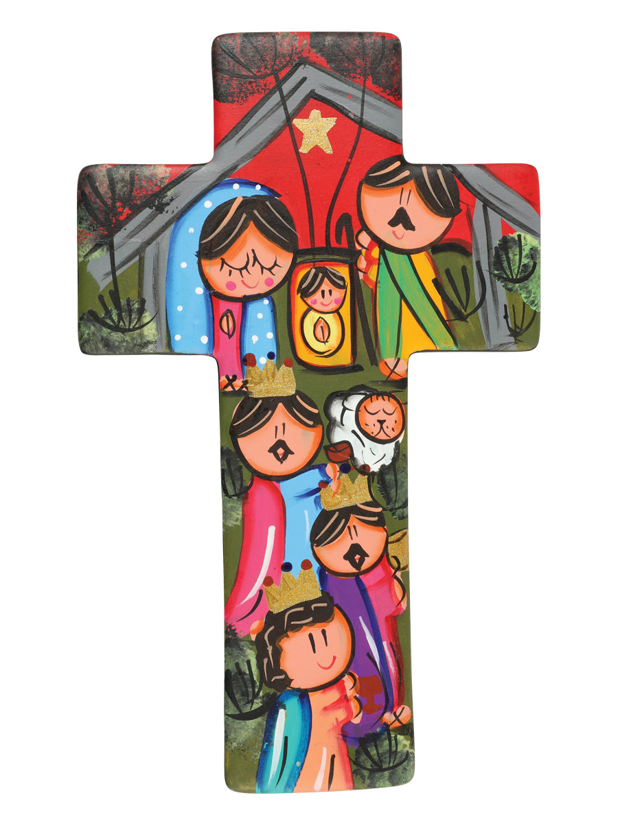 Articulo Hogar Mexico Artesanal Cruz De 10' Cuadrada Nacimiento Ceramica Multicolor 603412