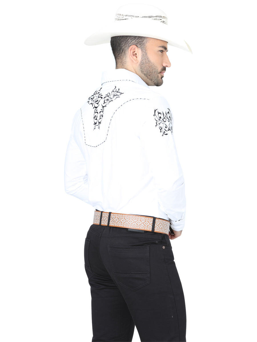 el General Bordado Vaquero Camisa Blanco/negro 40991