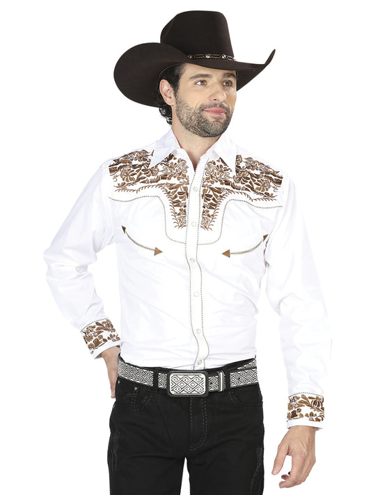 Camisa Vaquera Manga Larga El Señor De Los Cielos S2018-9A 65% Polyester 35% Algodon Blanco 41933