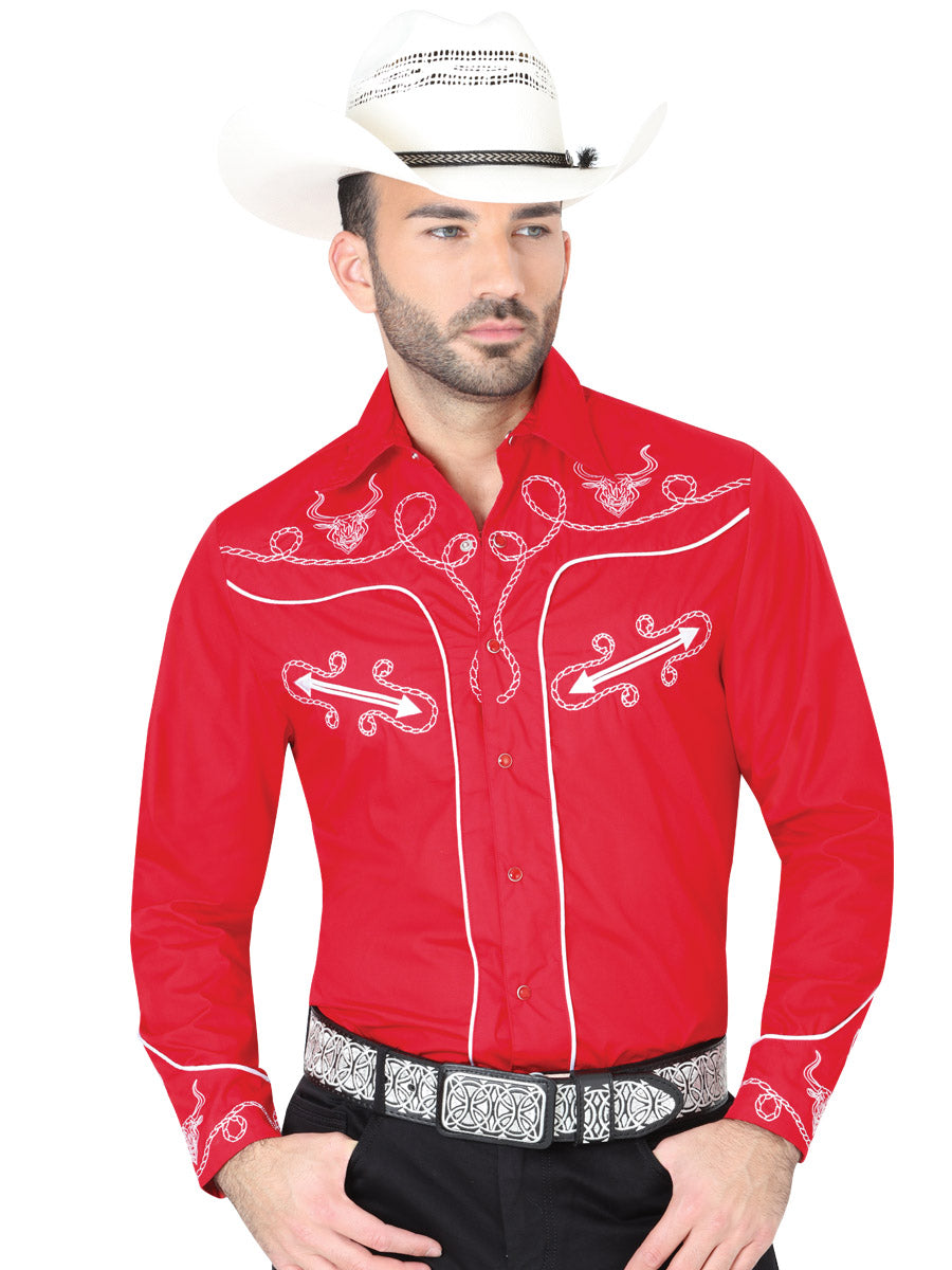 Camisa Vaquera M/ Larga El General S2018-10A 60% Algodón 40% Poliéster Rojo 41939