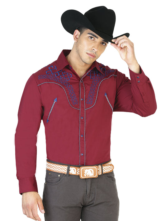 Camisa Vaquera Bordada/O El General 2019-81 55% Algodón 45%Polyester Vino 42475