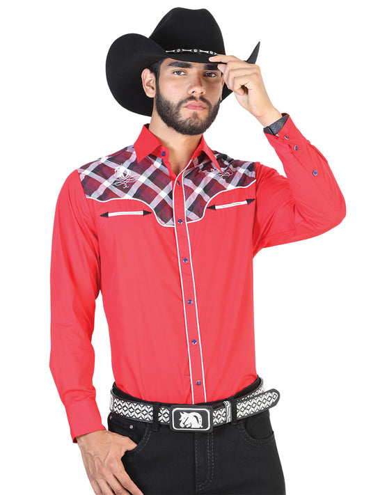 Camisa Vaquera Combinada El General 2019-108 55% Algodón 45%Polyester Roja 42537