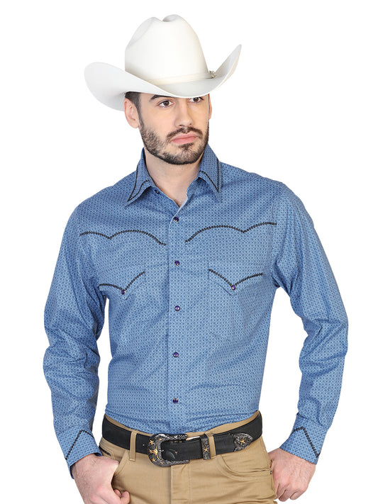 Camisa Vaquera Estampada/Bordada El General 2019-145 100% Algodón Azul Marino 42607