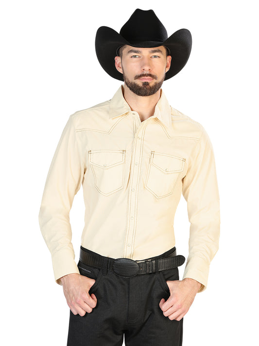 Camisa Vaquera M/ Larga El Senor De Los Cielos Mc061924 65% Polyester 35% Algodon Beige 42900