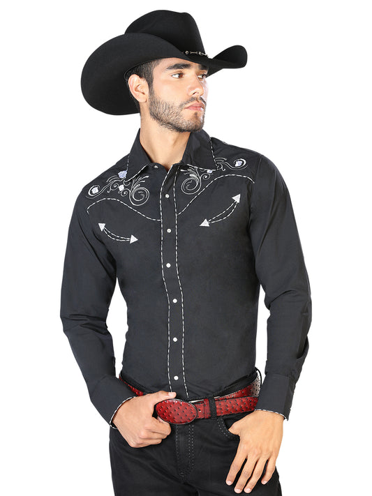 Camisa Vaquera M/ Larga El Senor De Los Cielos Mc061905 65% Poliéster 35% Algodon Negro 42940