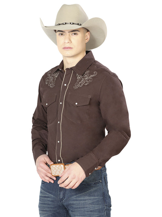 Café Vaquero Manga Larga Camisa 42953