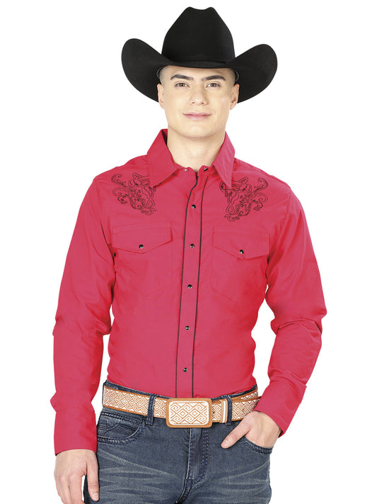 Rojo Vaquero Manga Larga Camisa 42956