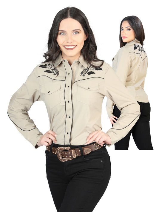 CAMISA VAQUERA Manga Larga EL SENOR DE LOS CIELOS MC061920 65% POLYESTER 35% ALGODON KAKI  42969
