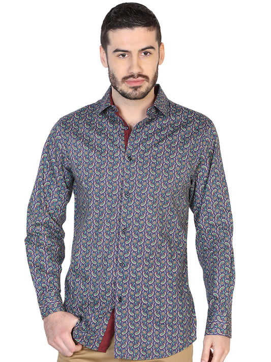 Camisa Casual M/ Larga El Senor De Los Cielos Ea001027 100% Algodon Azul Marino 43069