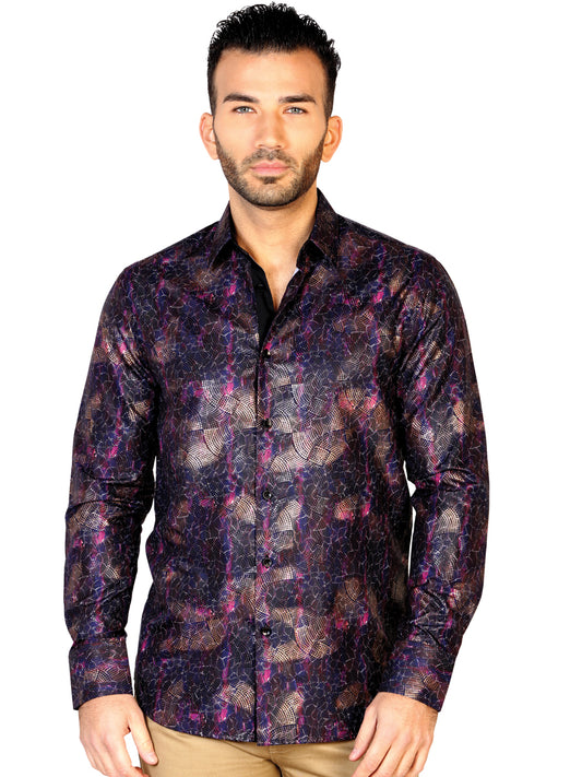 Camisa Casual 6# El General De-47 100% Modal Negro/Vino 43121