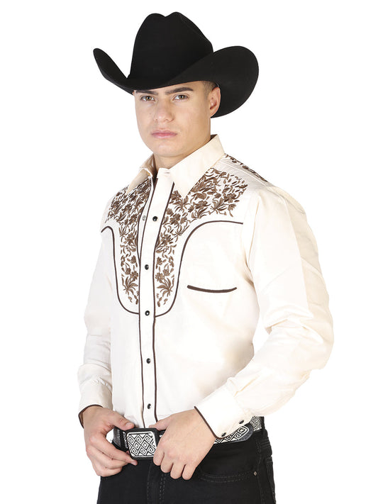 el Señor de los Cielos Bordado Camisa Beige/dorado 43299