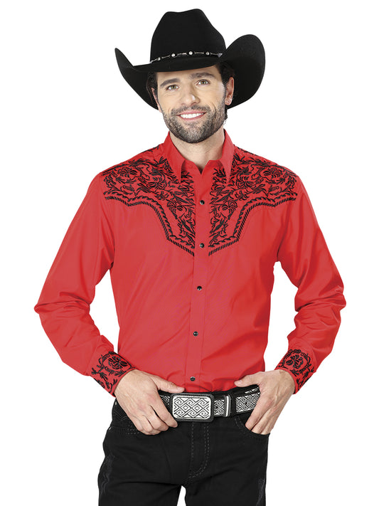 Camisa Vaquera Manga Larga El General 2002 65% Poliéster 35% Algodón Rojo 43302
