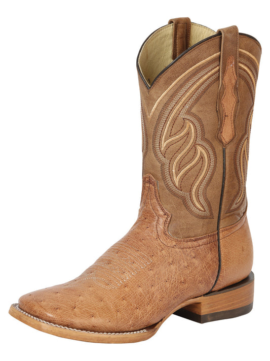 el General Caballero Exótico Ostrich Belly Vaquero Botas - Brandy Bruciato 43516