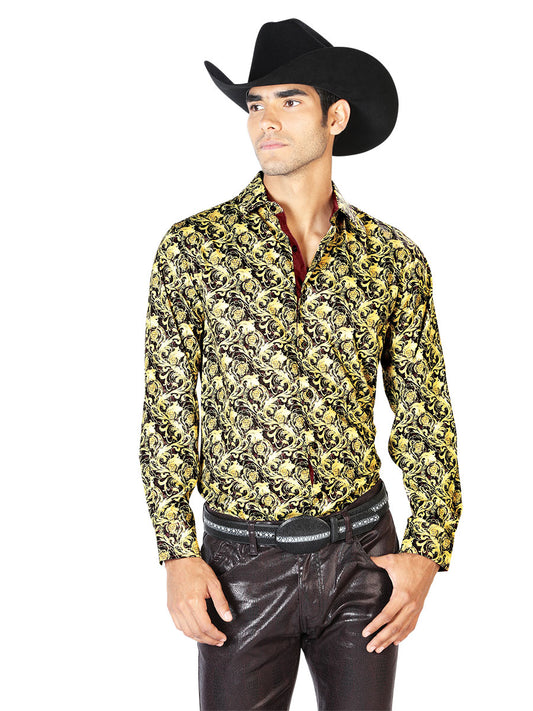 Camisa Casual Manga Larga El Señor De Los Cielos Wh-091 97% Poliéster 3% Elastano Negro/Beige 43542