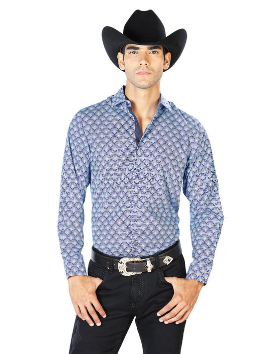 Camisa Casual Manga L El Señor de los Cielos WH-045 97% Poliester 3% Elastano Azul 43544