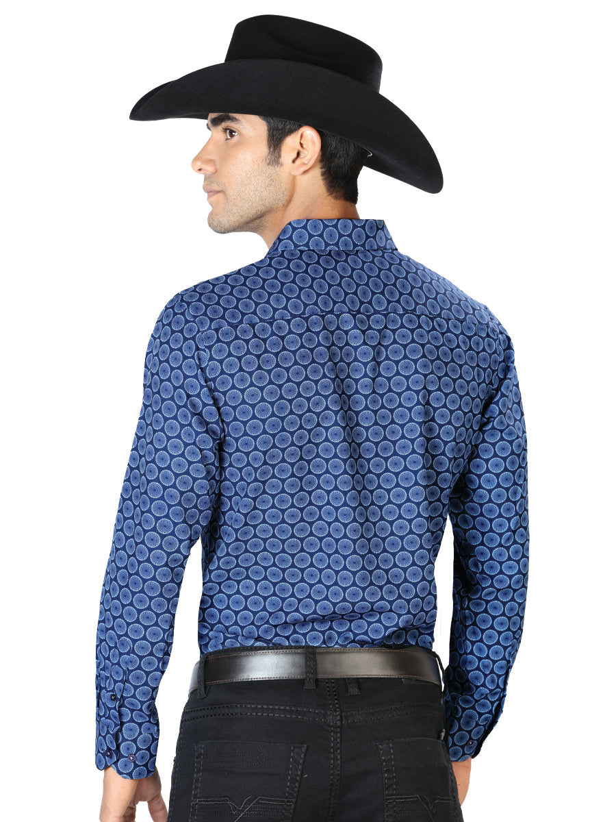 Azul Marino Azul Casual Manga Larga Camisa 43550