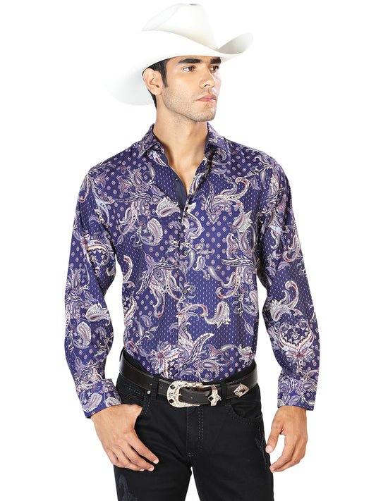 Camisa Casual Manga L El Señor de los Cielos WH-050 97% Poliéster 3% Elastano AZUL/AMARILLO 43554