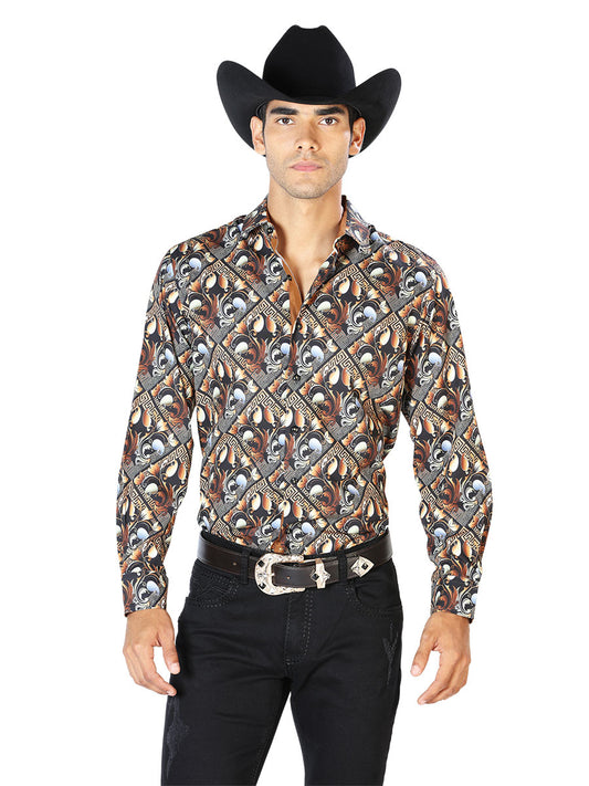Camisa Casual L/ Manga El Señor de los Cielos WH-056 97% Poliéster 3% Elastano ORO 43555