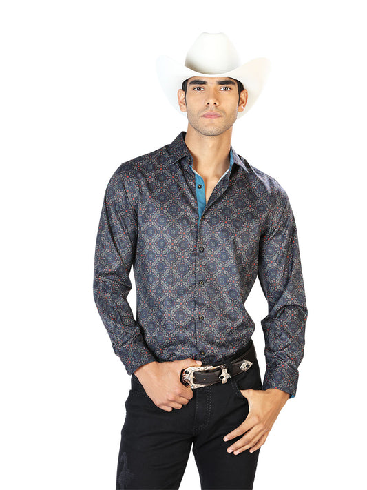 Camisa Casual Manga L El Señor de los Cielos WH-053 97% Poliéster 3% Elastano NEGRO/ORO 43556