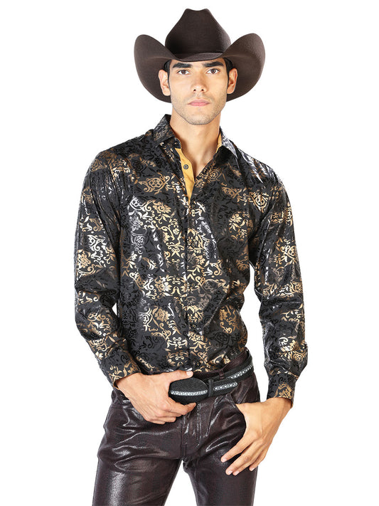 Camisa Casual Manga L El Señor de los Cielos WH-227 97% Poliéster 3% Elastano NEGRO/ORO 43570