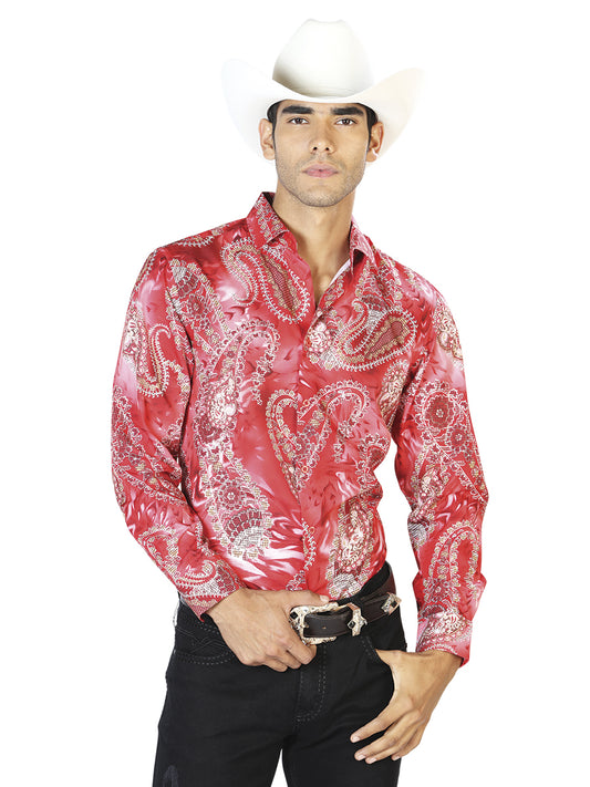 Camisa Casual Manga Larga El Señor De Los Cielos Wh-152 97% Poliéster 3% Elastano Rojo 43578