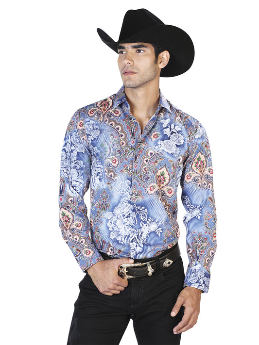 Camisa Casual Manga L El Señor de los Cielos WH-157 97% Poliester 3% Elastano Azul 43582