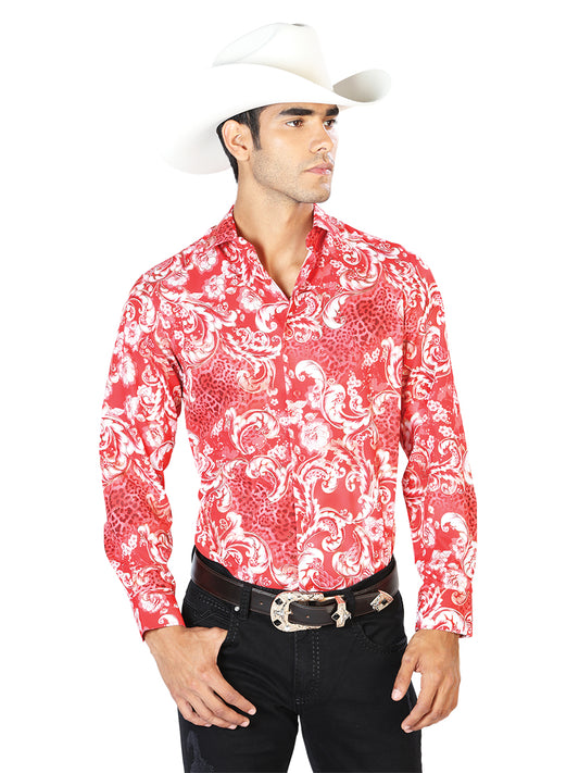 Camisa Casual Manga L El Señor de los Cielos WH-148 97% Poliester 3% Elastano Rojo 43583