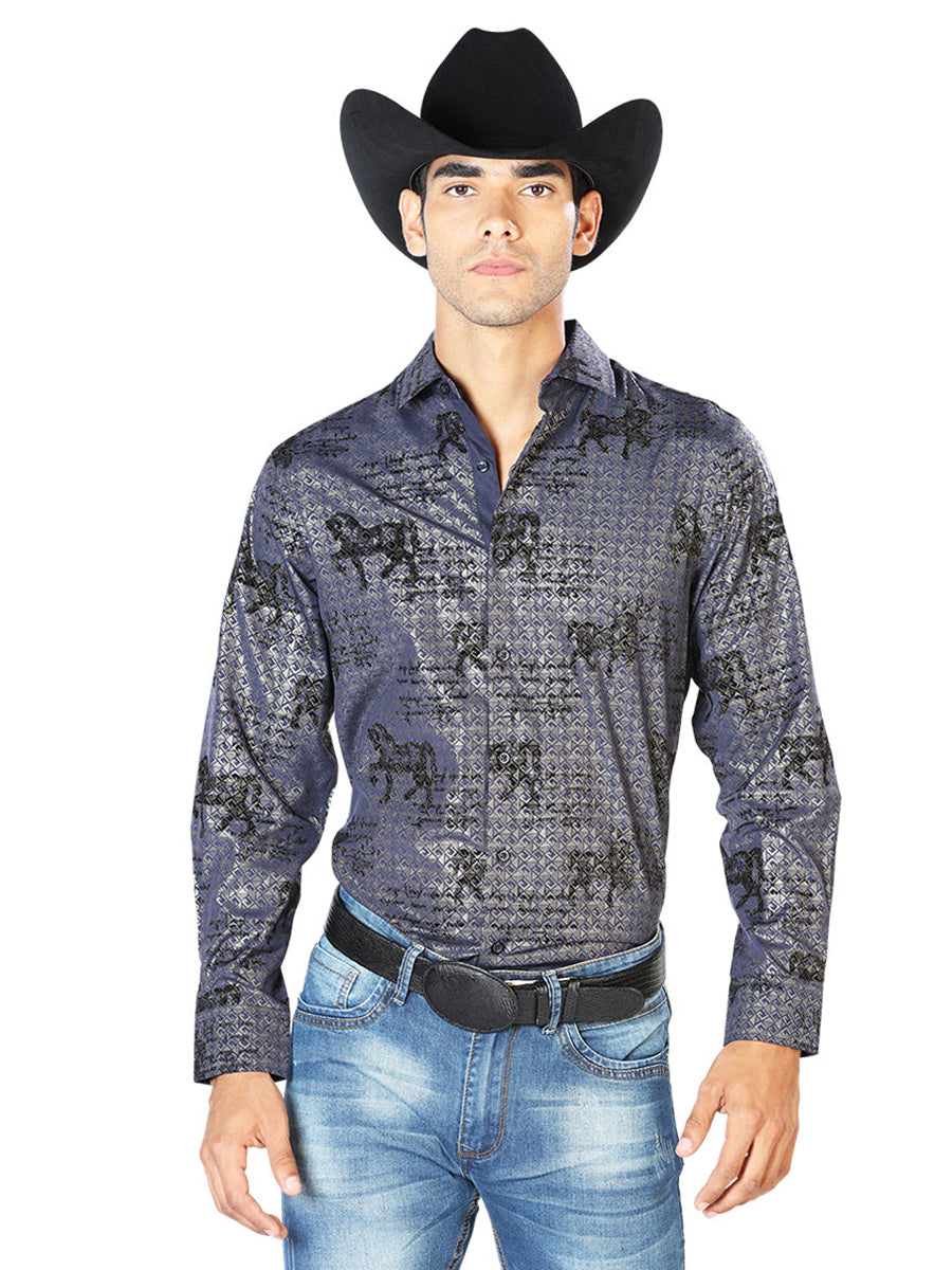 Camisa Casual Manga L El Señor de los Cielos WH-026 97% Poliéster 3% Elastano MARINO 43598