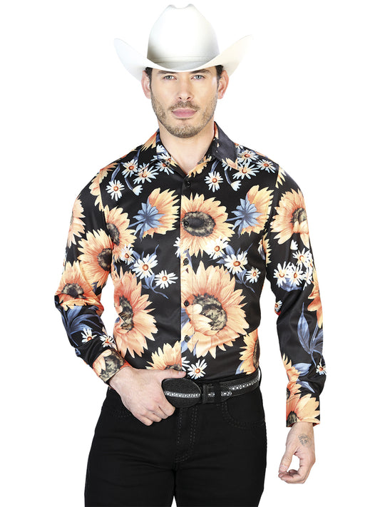 Camisa Casual L/ Manga El Señor de los Cielos 97%Poliéster 3%Lycra Negro/Girasol 43671