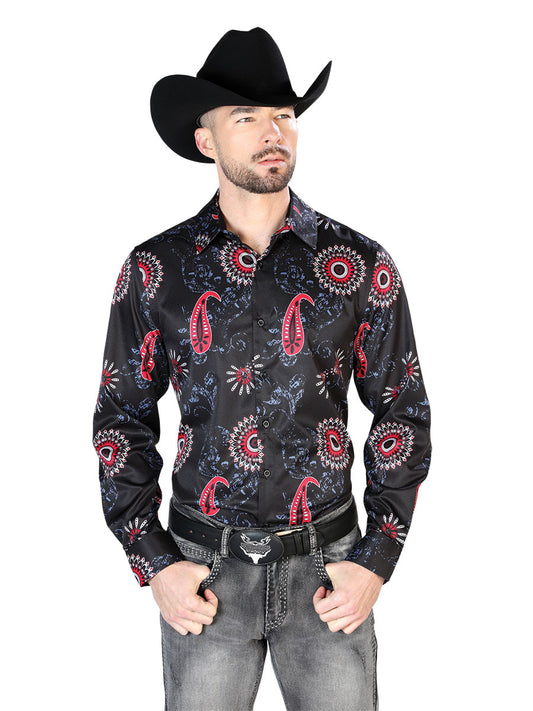 Camisa Casual L/ Manga El Señor de los Cielos 97%Poliéster 3%Lycra NEGRO/ROSA 43673