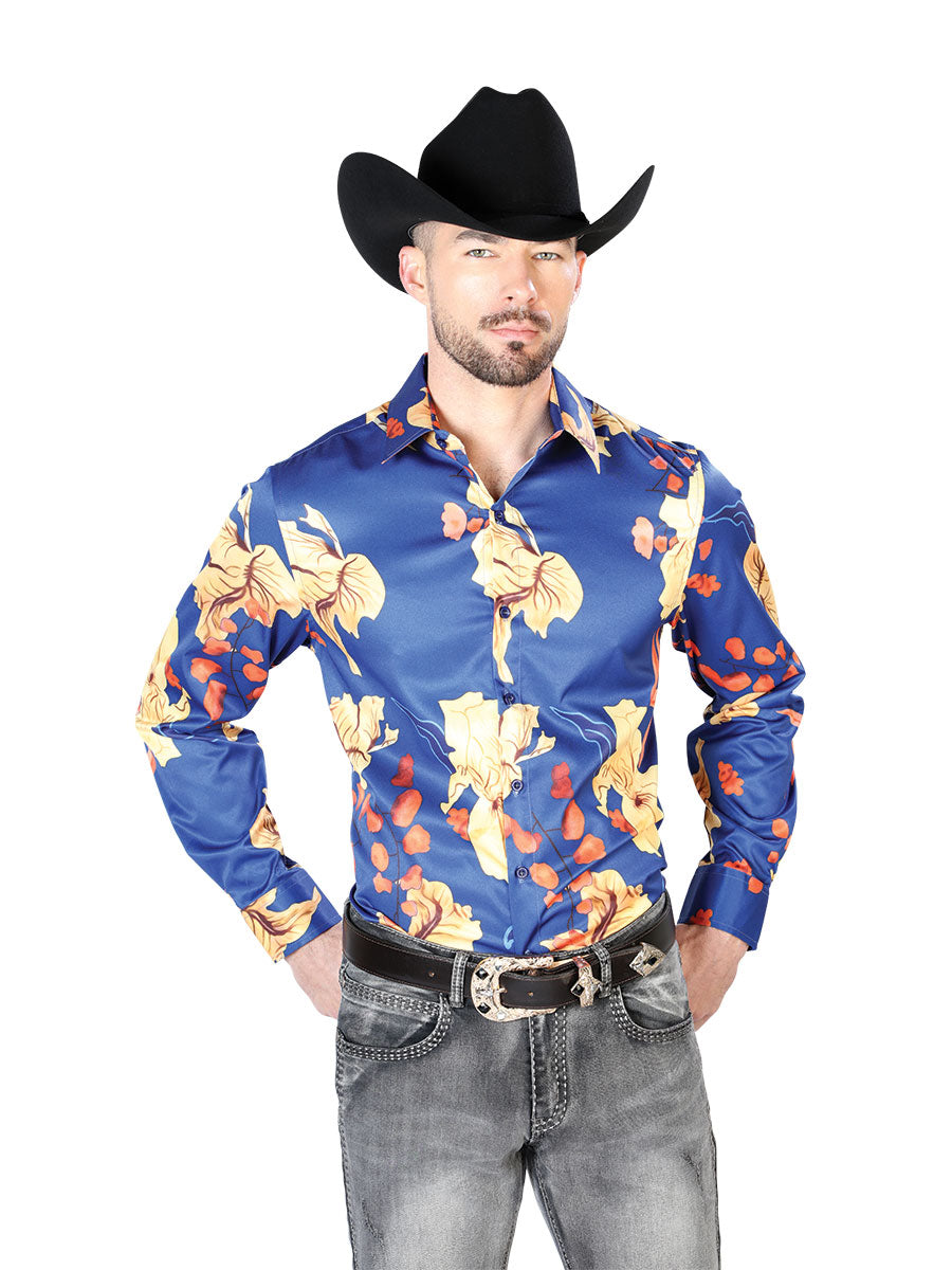 Azul Casual Manga Larga Camisa 43676