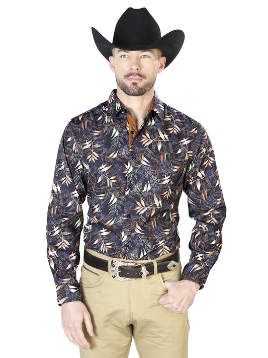 Camisa Casual L/ Manga El Señor de los Cielos 142259 95% Poliester 5% Elastano NEGRO/ORO 43691