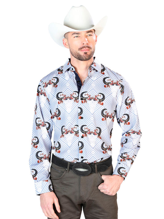 Camisa Casual L/ Manga El Señor de los Cielos 202714 95% Poliester 5% Elastano GRIS/ NEGRO 43693