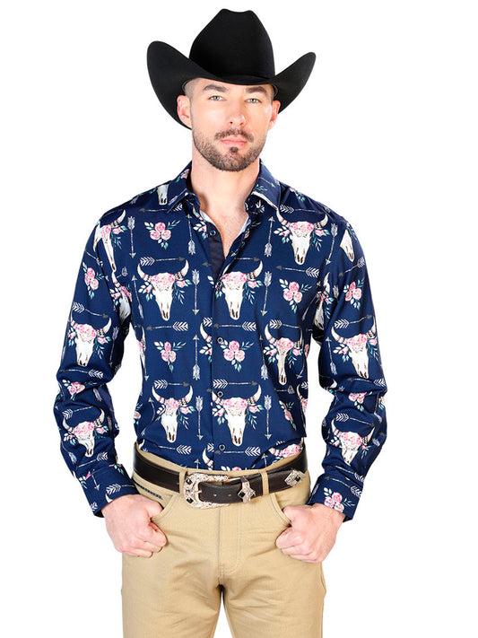 Camisa Casual Manga L El Señor de los Cielos 612055 95% Poliester 5% Elastano AZUL MARINO/BEIGE 43694