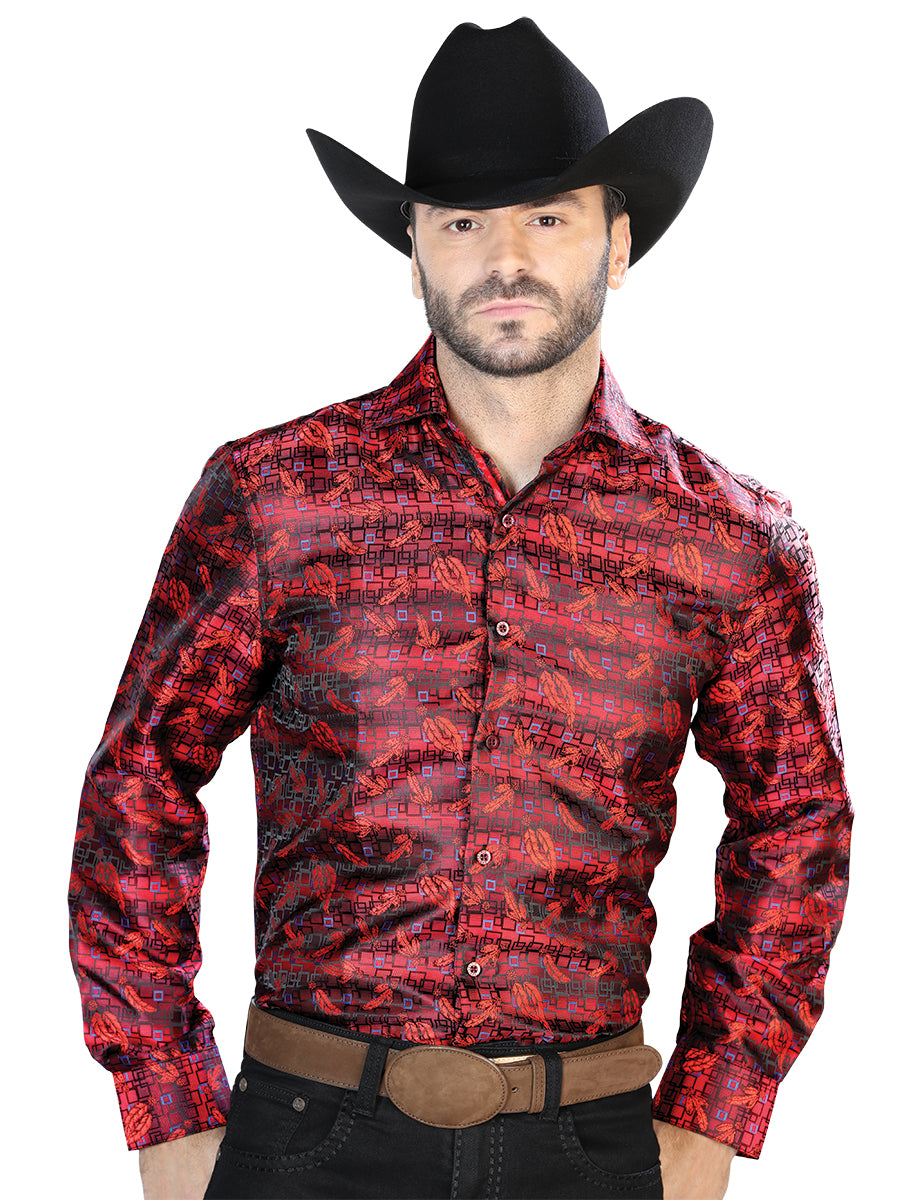 Camisa Casual L/ Manga El Señor de los Cielos 2108030 100% POLIESTER ROJO/AZUL 43702