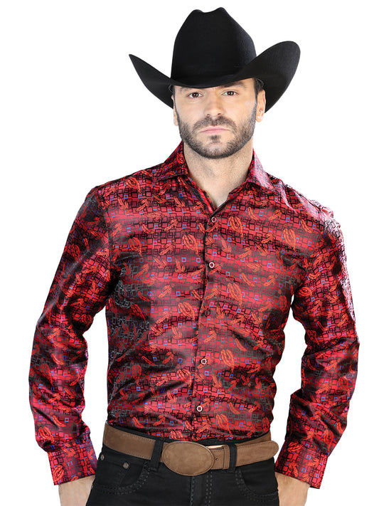 Camisa Casual L/ Manga El Señor de los Cielos 2108030 100% POLIESTER ROJO/AZUL 43702