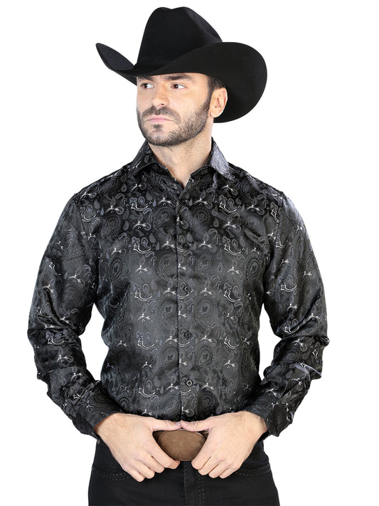 Camisa Casual L/ Manga El Señor de los Cielos 2108034 100% MICROFIBRA Negro 43706