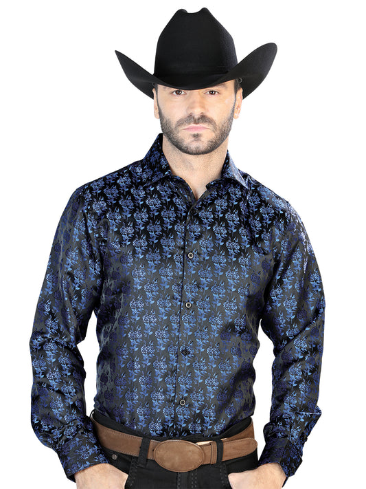Camisa Casual L/ Manga El Señor de los Cielos 2108035 100% MICROFIBRA NEGRO/AZUL 43707