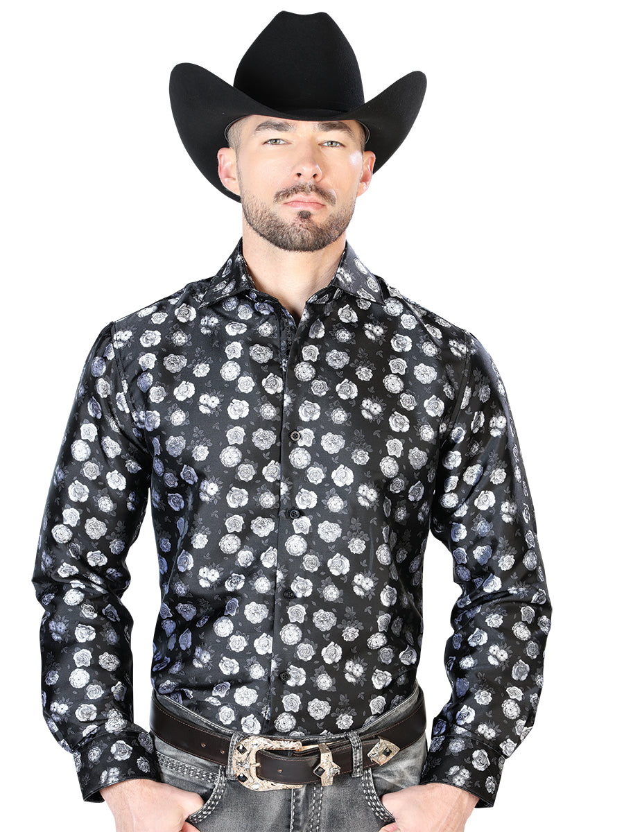 CAMISA CASUAL MANGA LARGA El Señor de los Cielos 210838 100% Microfibra (Poliéster) Negro/Blanco Prim  43710