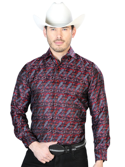Camisa Casual L/ Manga El Señor de los Cielos 2108039 100% Microfibra (Poliéster) ROJO/AZUL 43711