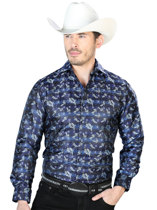 Camisa Casual Manga L El Señor de los Cielos 2108009 100% Microfibra (Poliéster) Azul 43747