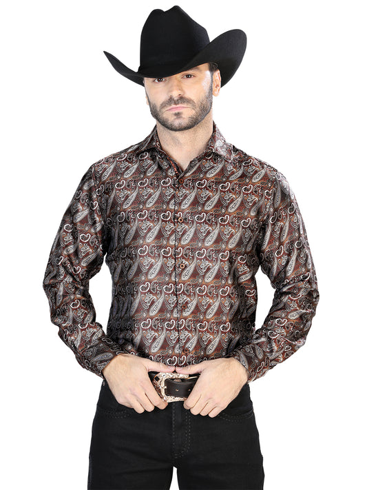 CAMISA CASUAL MANGA LARGA El Señor de los Cielos 2108013 100% Microfibra (Poliéster) Marrón 43751