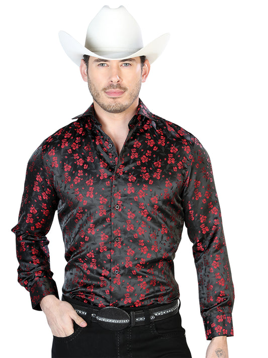 Camisa Casual Manga L El Señor de los Cielos 2108018 100% Microfibra (Poliéster) NEGRO/ROJO 43756