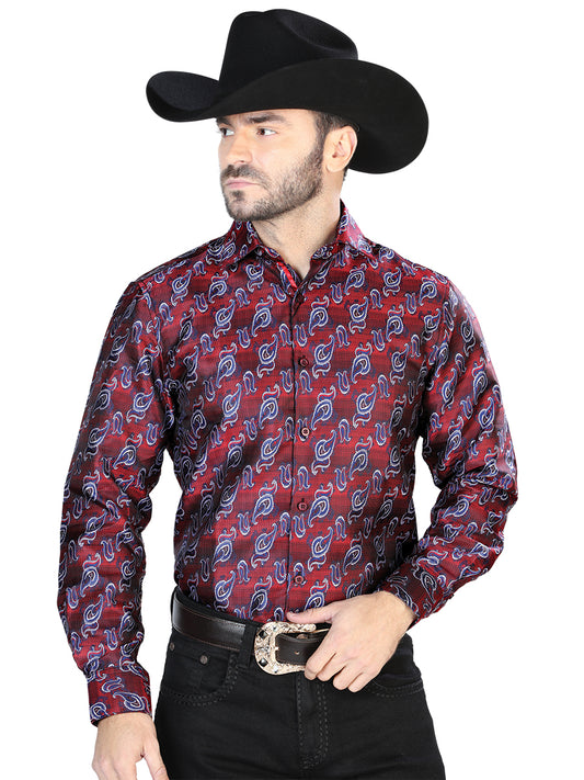 Camisa Casual Manga Larga El Señor De Los Cielos 2108023 100% Microfibra (Poliéster) Rojo/Azul 43761
