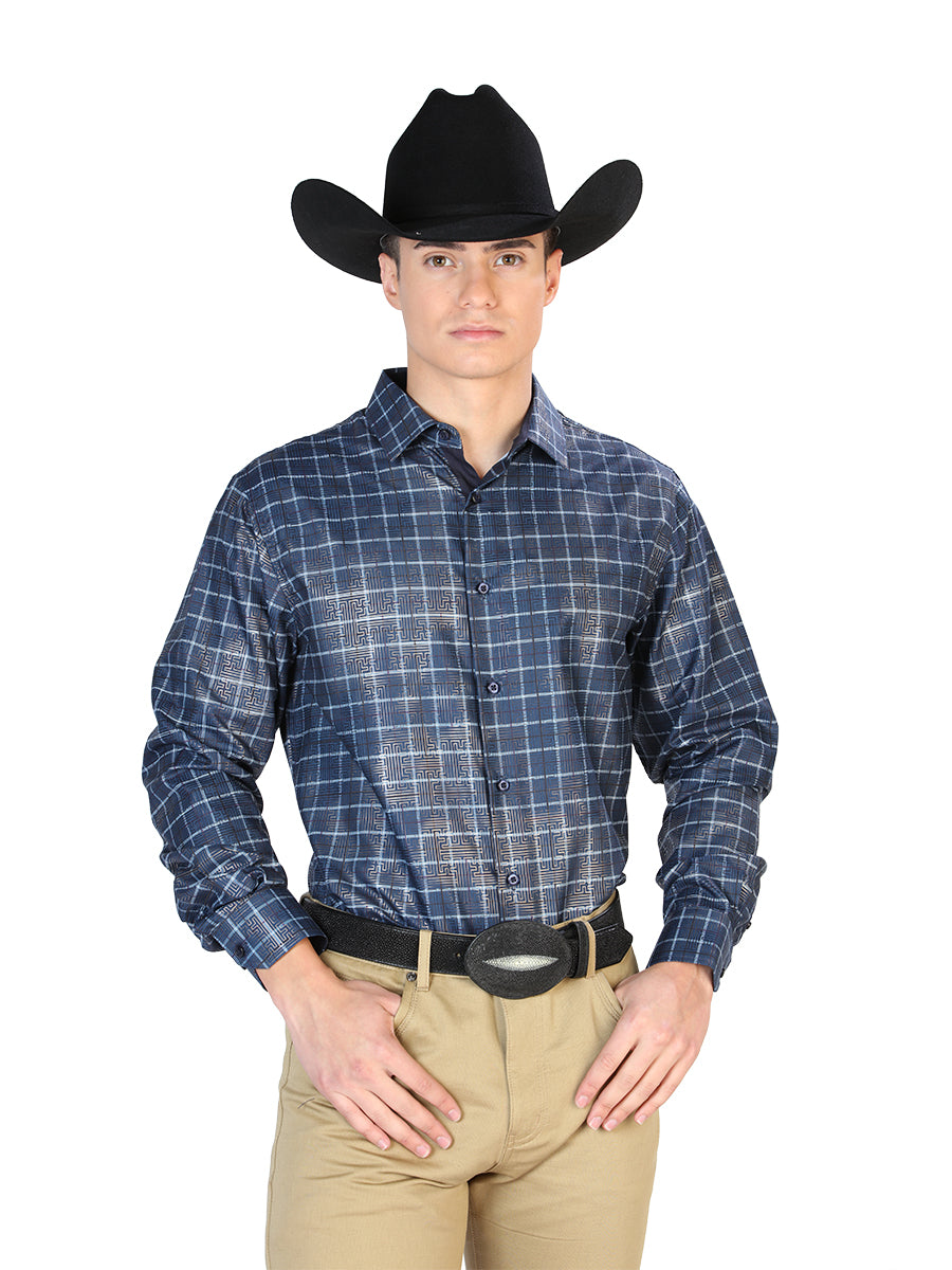 Azul Marino Azul Casual Manga Larga Camisa 43768